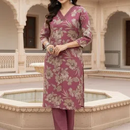 SZN Women Floral Printed Regular Beads and Stones Kurta with Trousers-image-95