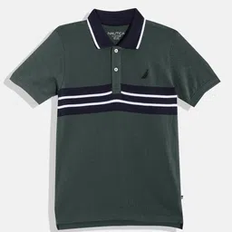 Nautica Boys Pure Cotton Striped Polo Collar T-shirt image 2