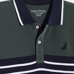 Nautica Boys Pure Cotton Striped Polo Collar T-shirt image 4