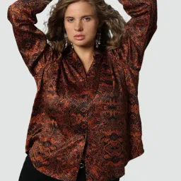 Vero Moda Curve Brown Printed Shirt-image-28