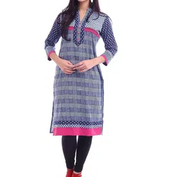 Inara Robes Geometric Printed V-Neck Straight Thread Work Kurta-picture-20
