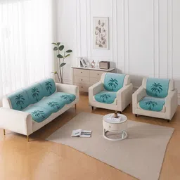 HOKIPO HeavenHue Blue & White 10 Pieces Printed 5 Seater Sofa Covers-picture-18