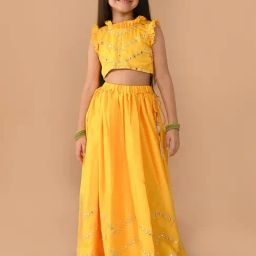 LilPicks Kids Yellow Embellished Lehenga with Choli-picture-9