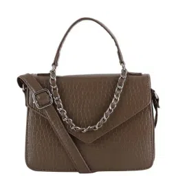 Toteteca Brown Textured Medium Satchel Handbag-image-75