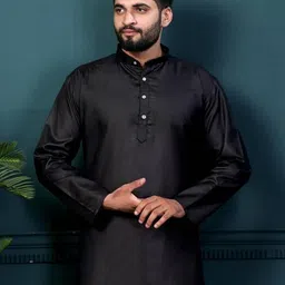 click n buy Men Black Kurtas-picture-18