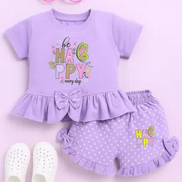 CERABI Girls Printed Pure Cotton T-Shirt With Shorts-picture-32
