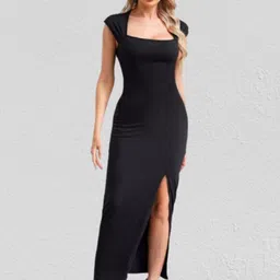 Moda Rapido Crepe Bodycon Maxi Dress-image-33
