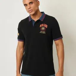 Lee Black Cotton Slim Fit Printed Polo T-Shirt-picture-33