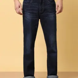 Wrangler Navy Cotton Slim Fit Jeans-image-84