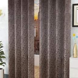 Kiara Creations Brown & Black 2 Pieces Room Darkening Abstract Velvet Window Curtains-picture-25