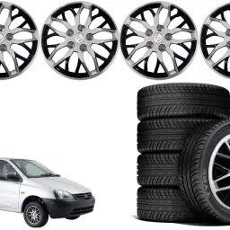 Auto Pearl ViSB17 R13 33.02 cm (13 Inch) Press Type Wheel Hubcap with Retention Ring Glossy Silver Black Wheel Cover for Tata Indica (Set of 4)-picture-31
