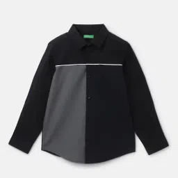 United Colors of Benetton Kids Boy's Regular Fit Spread Collar Colorblock Shirt-picture-14
