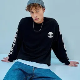 Bewakoof Black Loose Fit Printed Sweatshirt-picture-25