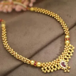 Malabar Gold and Diamonds 22k Gold Semi-Long Tushi Matinee Necklace For Women-image-89