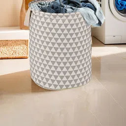 Aura 4-Pcs Grey & Brown Printed Cotton Foldable Laundry Bags With Handle - 60L image 4