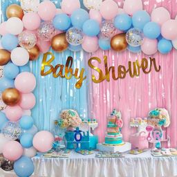 Bubble Trouble Kit Baby Shower Foil Banner Latex Balloons Crepe Streamer Rolls Baby Shower Decoration Kit for Maternity Pregnancy Photoshoot, Decor Pack of 43- Multicolor-picture-23