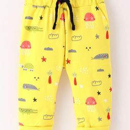 CUCUMBER Interlock Knit Full Length Lounge Pant with Animal Print - Yellow-picture-42