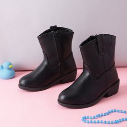 TRUFFLE COLLECTION Abstract Designed Zipper Boots - Black-picture-47