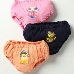 Bodycare Cotton Knit Panties With Text Print Pack Of 3 - Orange Pink & Navy Blue-picture-4