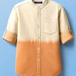 Pine Kids Cotton Woven Full Sleeves Shirt With Color Block Design - Orange-picture-24
