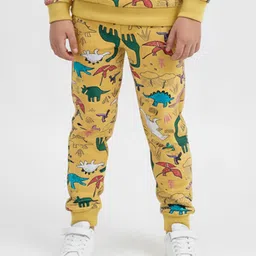 Anthrilo Fleece Knit Dinosaurs Printed Joggers - Yellow-picture-11