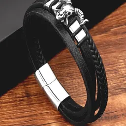 UNIVERSITY TRENDZ Men Leather Multistrand Bracelet image 2