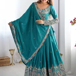 DREAM EXPORTER Embellished Mirror Work Ready to Wear Lehenga & Blouse With Dupatta image 5