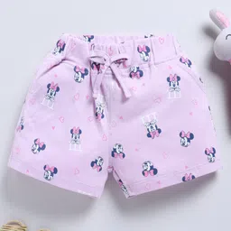 Biskid Cotton Knit Mickey & Friends Featuring Pack Of 2 Minnie Mouse Printed Shorts - Light Pink & Lavender image 3
