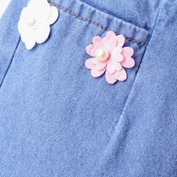 Mark & Mia Denim Full Length Jeans with Floral Applique - Light Blue image 3