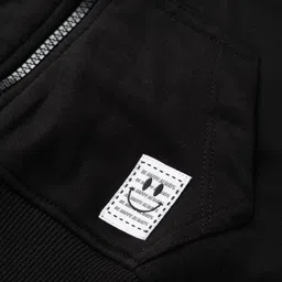 kookie kids india Kookie Kids Terry Knit Full Sleeves Solid Color Hooded SweatJacket - Black image 3