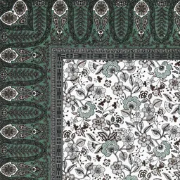 Rudra Bazaar Green & White Ethnic Motifs 210 TC King Bedsheet with 2 Pillow Covers image 4