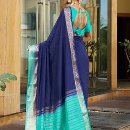 HERE&NOW Woven Design Zari Pure Crepe Banarasi Saree image 2