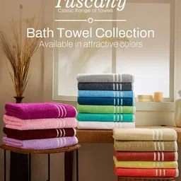 Layers Tuscany Cream-Coloured & White Pure Cotton 380 GSM Bath Towel image 5