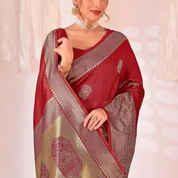 Moda Rapido Woven Design Zari Silk Cotton Kanjeevaram Saree image 4