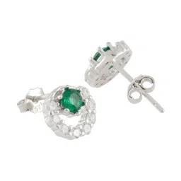 GIVA 925 Sterling Silver Rhodium Plated Emerald Green Halo Stud Earrings image 3