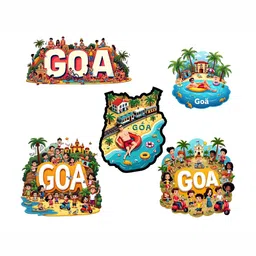 GIFTSHALA Set Of 5 White & Blue Printed Decorative Fridge Magnets-image-91