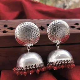 FIROZA Silver-Toned Contemporary Jhumkas Earrings image 1