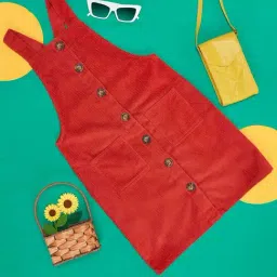 Pantaloons Junior Kids Rust Self Pattern Dress-picture-46