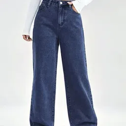 RIVI Women Jean Wide Leg High-Rise Stretchable Jeans-picture-27
