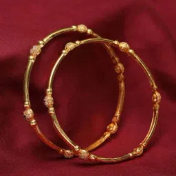 Jazz And Sizzle Gold-Toned Beaded Designed Traditional Bangles for Women - Set of 2 image 2