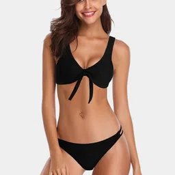 BE IN LOVE Front Knot Bikini Swimwear Set-image-2