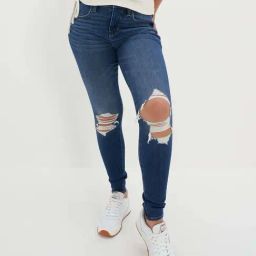 American Eagle Outfitters Navy Cotton Distressed Mid Rise Jeans-picture-26