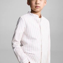 Mango Kids Boys Cotton Linen Striped Casual Shirt-picture-46
