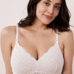 La Vie En Rose White Lace Work Nursing Bra-image-35