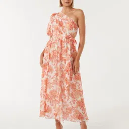 Forever New White & Peach Floral Print Maxi Dress-image-1
