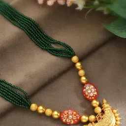 Malabar Gold and Diamonds 22k Gold Semi-Long Tushi Lariat Necklace For Women-picture-45