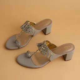 Eridani Women's Dana Grey Kolhapuri Sandals-picture-14