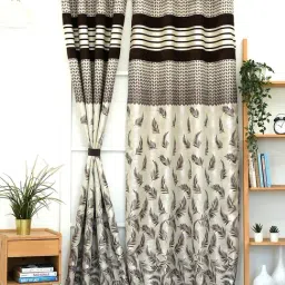 Ariana Tree Brown Printed Polyester 7 ft Door Curtain-image-36