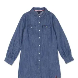 Tommy Hilfiger Kids Dark Wash Cotton Regular Fit Full Sleeves Dress-image-98