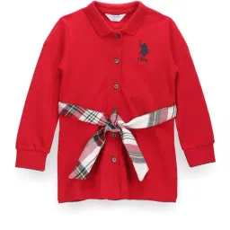 U.S. Polo Assn. Kids Red Solid Full Sleeves Polo Dress-picture-35